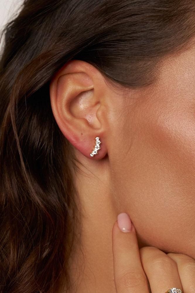 Carina Moissanite Arc Stud Earrings