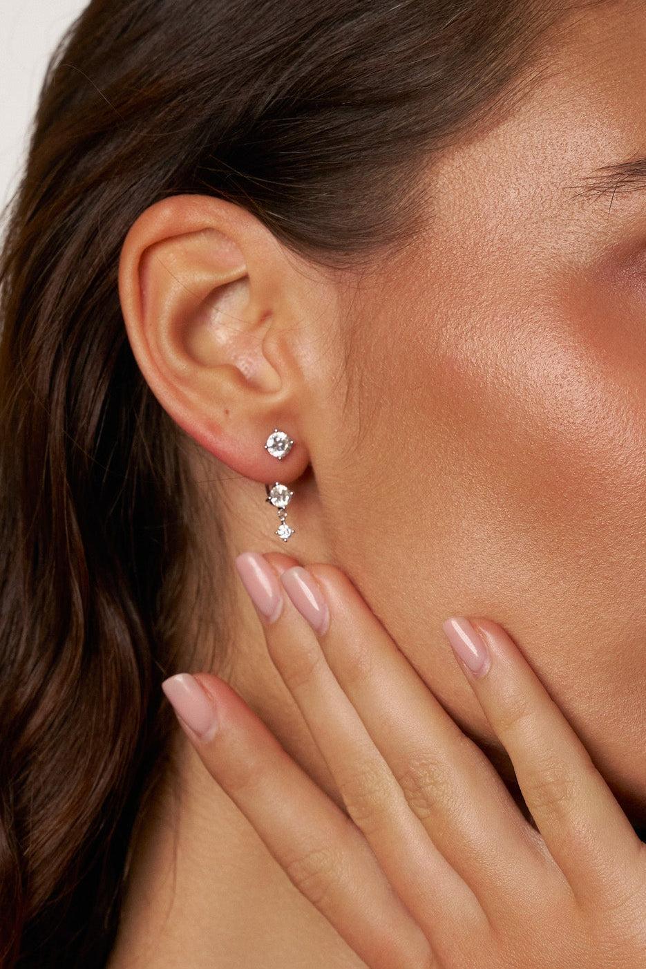 Pendientes de doble cara de moissanita crepuscular