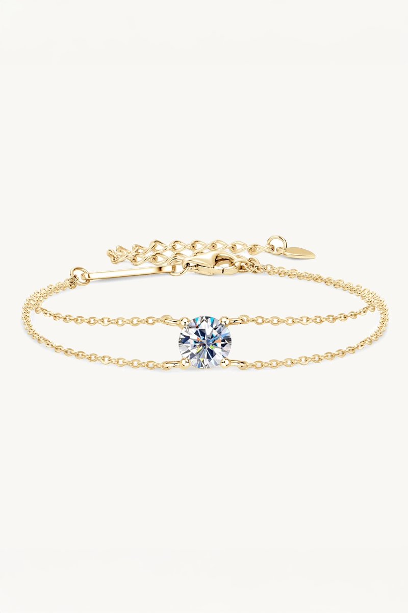 Pulsera de moissanita de doble cadena