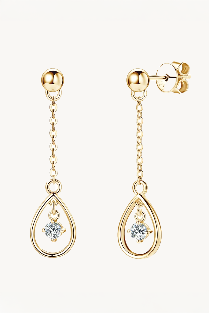 Pendientes de moissanita con forma de gota radiante